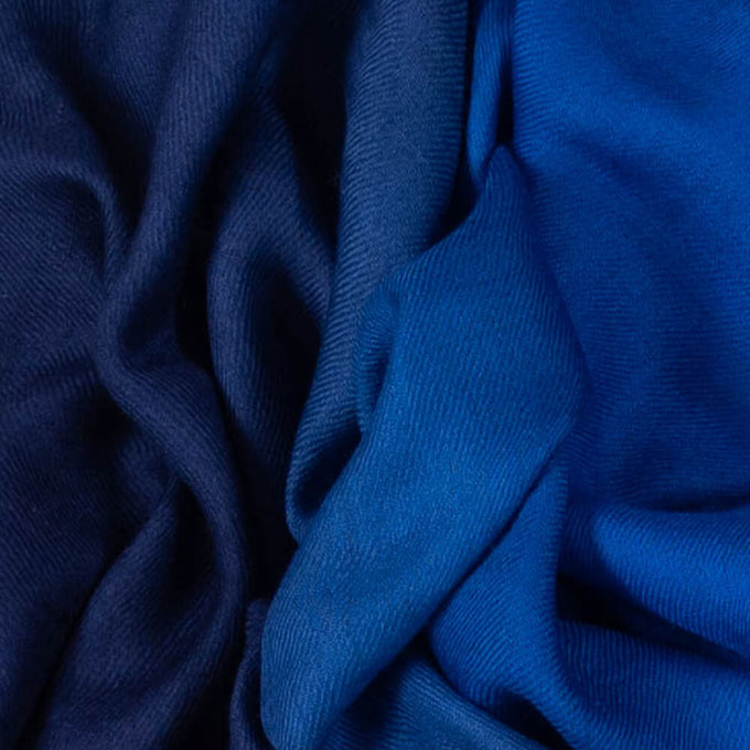 Navy to Sapphire Shaded Cashmere and Silk Wrap