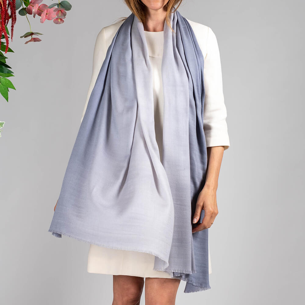 Silver to Platinum Cashmere and Silk Wrap