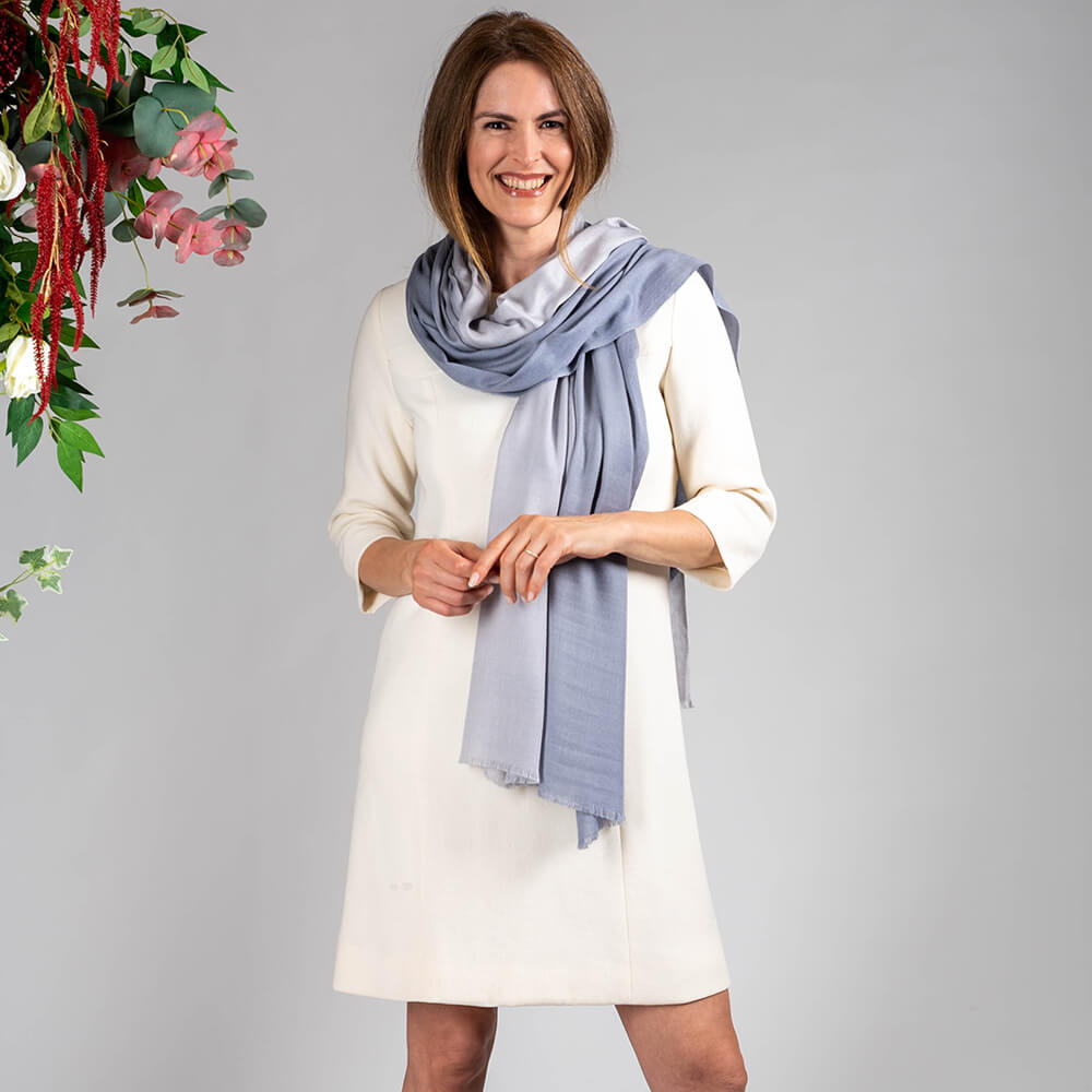 Silver to Platinum Cashmere and Silk Wrap