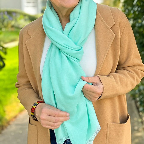Teal Mist Cashmere and Silk Wrap