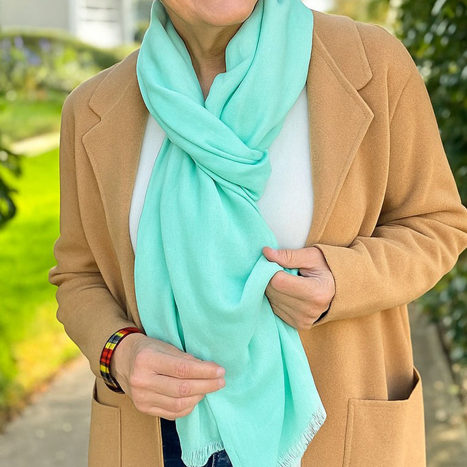 Teal Mist Cashmere and Silk Wrap