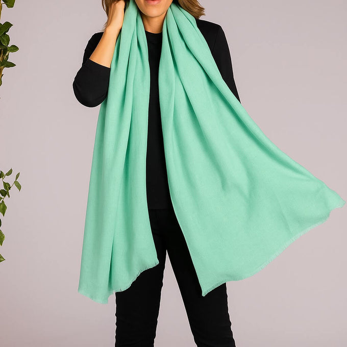 Teal Mist Cashmere and Silk Wrap