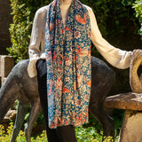 The Liberty ‘Strawberry Thief’ Quartet - Blue Cashmere and Silk Wrap