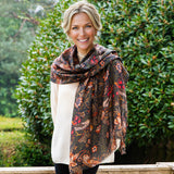 The Liberty ‘Strawberry Thief’ Quartet - Green Cashmere and Silk Wrap