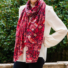 The Liberty ‘Strawberry Thief’ Quartet - Pink Cashmere and Silk Wrap