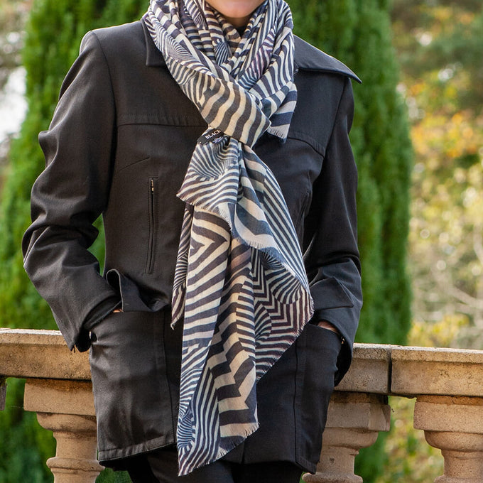 PRE ORDER: The Graphic Trilogy - Stripe Print Cashmere and Silk Wrap