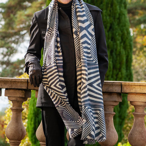 PRE ORDER: The Graphic Trilogy - Stripe Print Cashmere and Silk Wrap