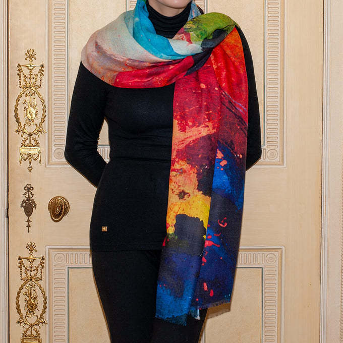 The Abstract Trilogy - ‘Sunblaze’ Cashmere and Silk Wrap