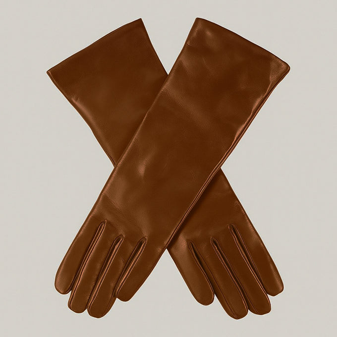 Tan Leather Gloves with Cashmere Lining