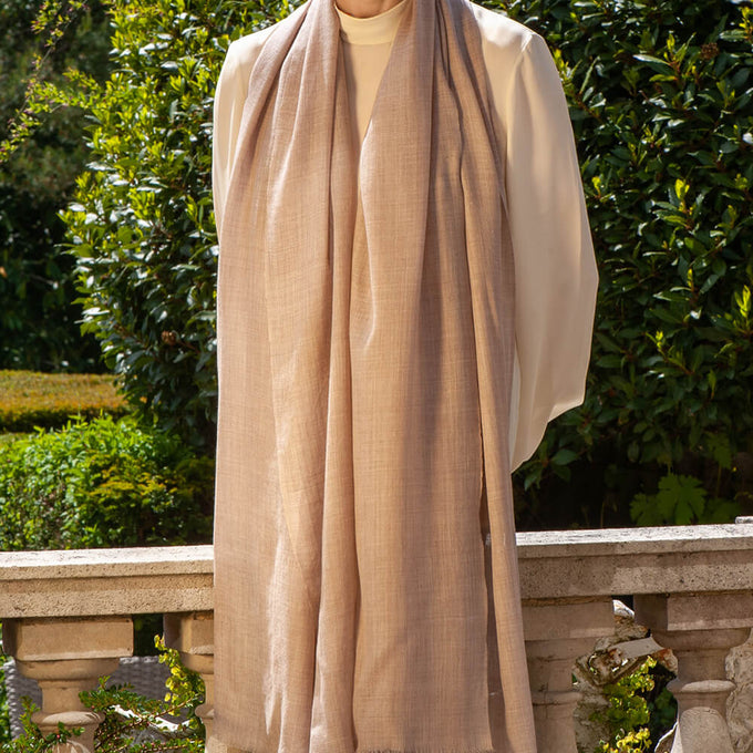 The Tonal Shades - Taupe Mist Cashmere and Silk Wrap
