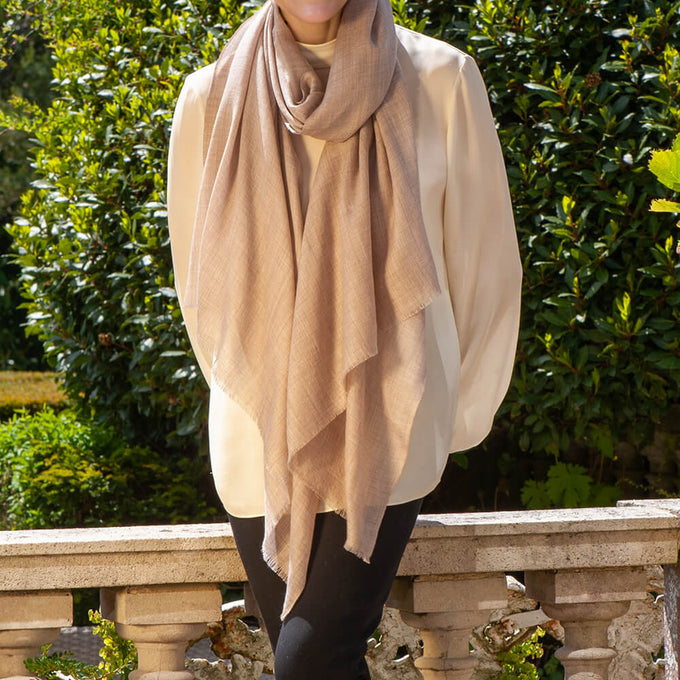 The Tonal Shades - Taupe Mist Cashmere and Silk Wrap