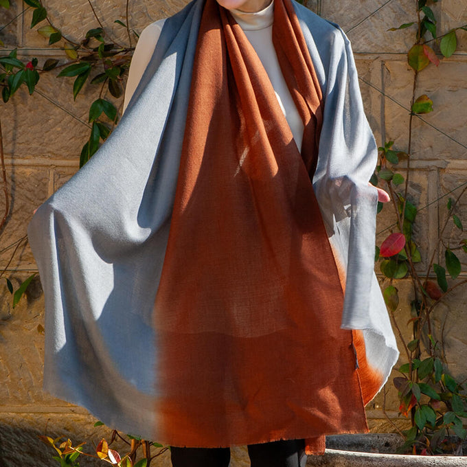 Birds of a Feather - The Tawny Owl Shaded Cashmere and Silk Wrap
