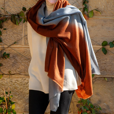 Birds of a Feather - The Tawny Owl Shaded Cashmere and Silk Wrap