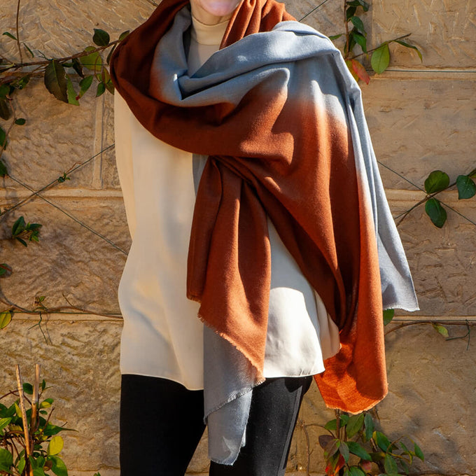Birds of a Feather - The Tawny Owl Shaded Cashmere and Silk Wrap