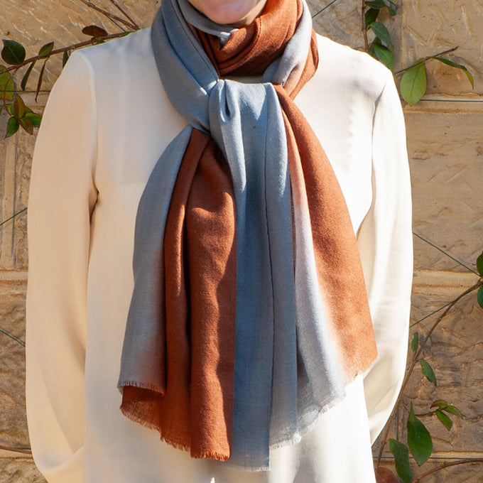 Birds of a Feather - The Tawny Owl Shaded Cashmere and Silk Wrap