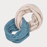 Dusty Teal and Parchment Knitted Cashmere Snood