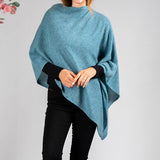 Dusty Teal Knitted Cashmere Poncho