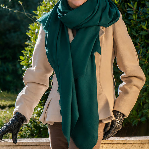 Teal Cashmere and Silk Oversize Wrap