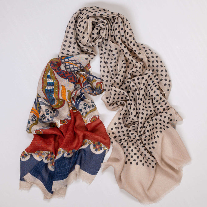 Tivoli Polka and Paisley Italian Wool Scarf