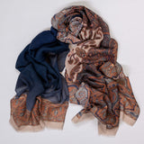 Treviso Navy and Russet Italian Wool Scarf