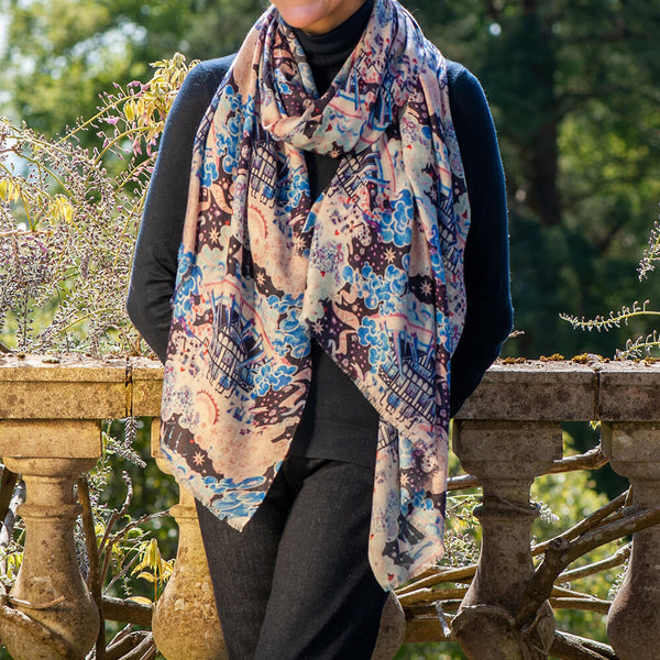 The Liberty ‘Tudor Dream’ Duet- Blue Cashmere and Silk Wrap