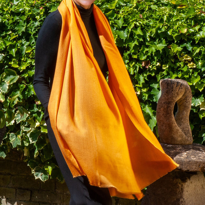 The Spice Palette - Golden Turmeric Cashmere and Silk Wrap