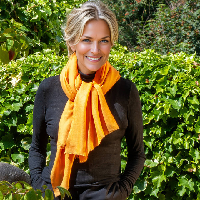 The Spice Palette - Golden Turmeric Cashmere and Silk Wrap