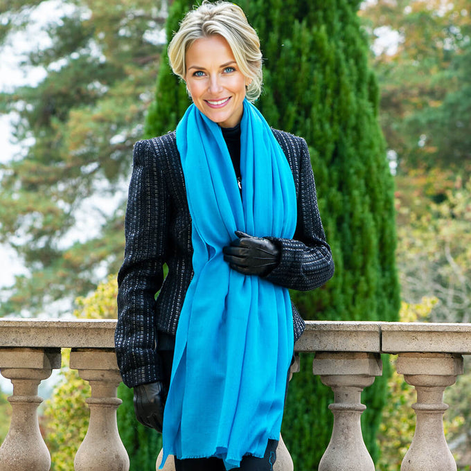 Turquoise Cashmere and Silk Wrap