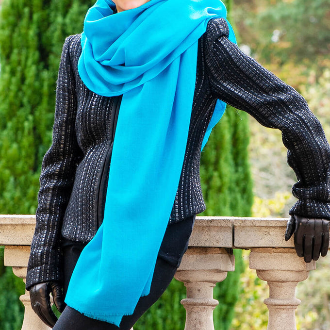 Turquoise Cashmere and Silk Wrap