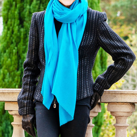 Turquoise Cashmere and Silk Wrap