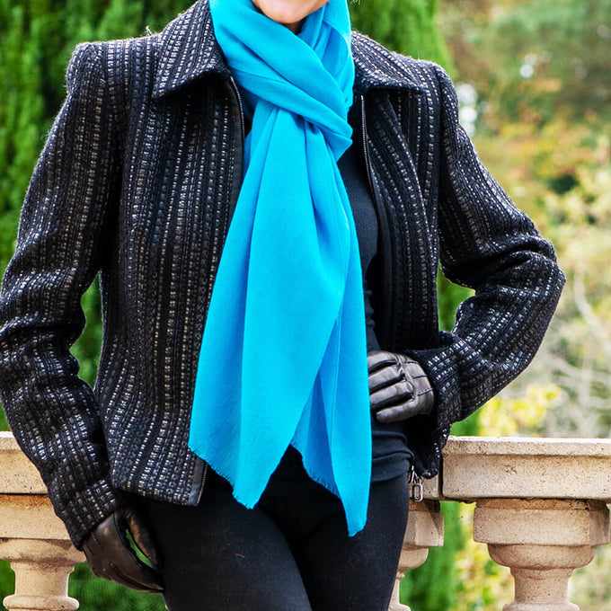 Turquoise Cashmere and Silk Wrap