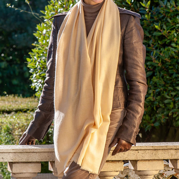 Two-Tone Cream Shaded Cashmere and Silk Wrap
