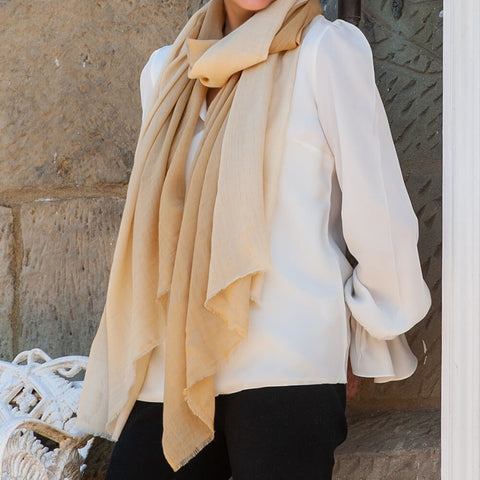 Cream to Caramel Cashmere and Silk Wrap