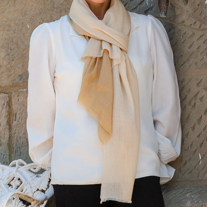 Cream to Caramel Cashmere and Silk Wrap