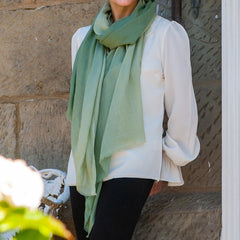 Pistachio to Sage Shaded Cashmere and Silk Wrap