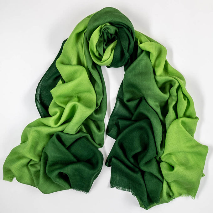 Forest to Fern Shaded Cashmere and Silk Wrap