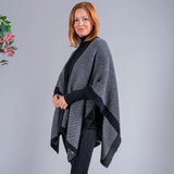 Charcoal and Grey Reversible Wool and Cashmere Cape