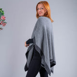 Charcoal and Grey Reversible Wool and Cashmere Cape