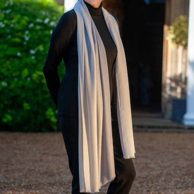 Silver to Platinum Cashmere and Silk Wrap