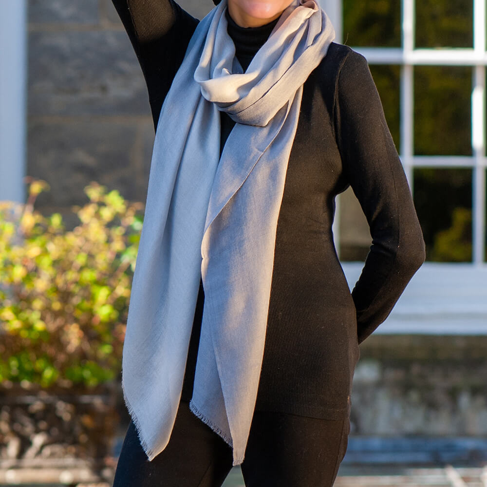 Silver to Platinum Cashmere and Silk Wrap