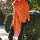 Tangerine to Apricot Cashmere and Silk Wrap