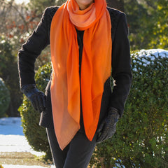 Tangerine to Apricot Cashmere and Silk Wrap