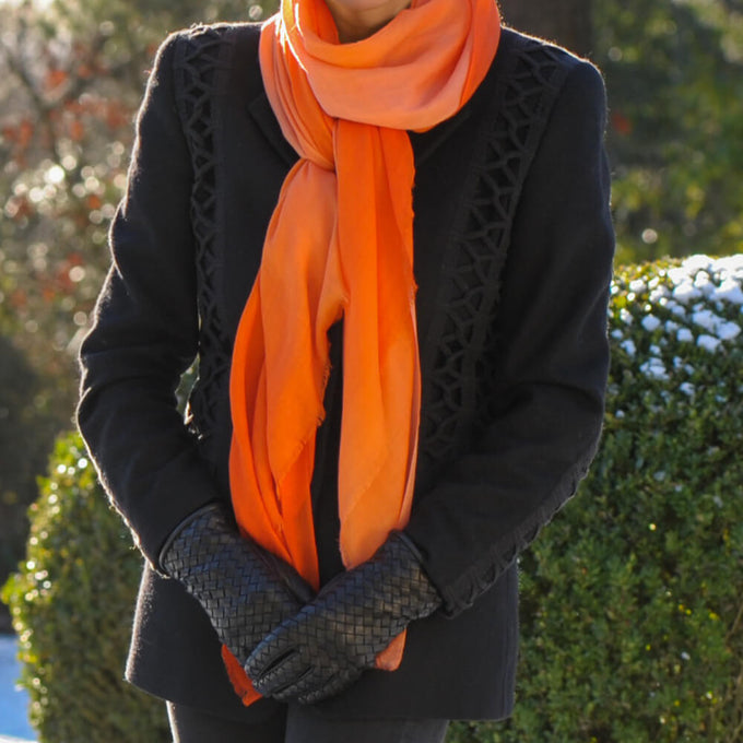 Tangerine to Apricot Cashmere and Silk Wrap