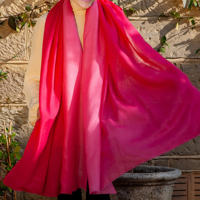 Razmatazz Pink Cashmere and Silk Oversize Wrap
