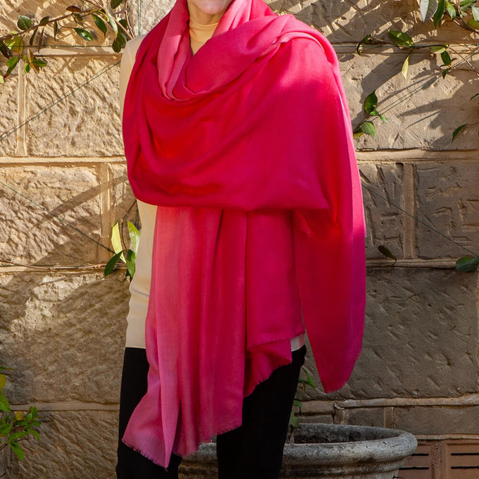 Razmatazz Pink Cashmere and Silk Oversize Wrap