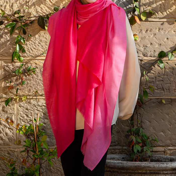 Razmatazz Pink Cashmere and Silk Oversize Wrap