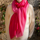 Razmatazz Pink Cashmere and Silk Oversize Wrap