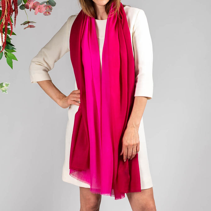 Majestic Magentas Shaded Cashmere and Silk Wrap