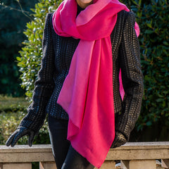 Razmatazz Pink Shaded Cashmere and Silk Wrap
