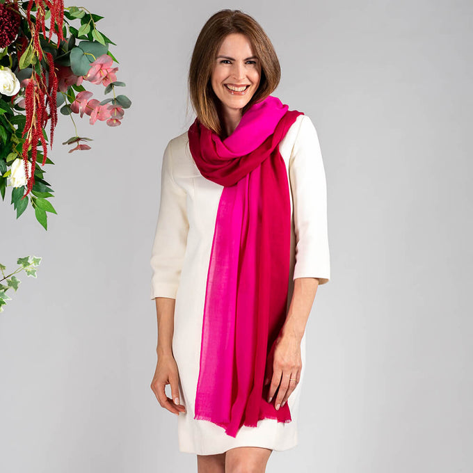 Majestic Magentas Shaded Cashmere and Silk Wrap